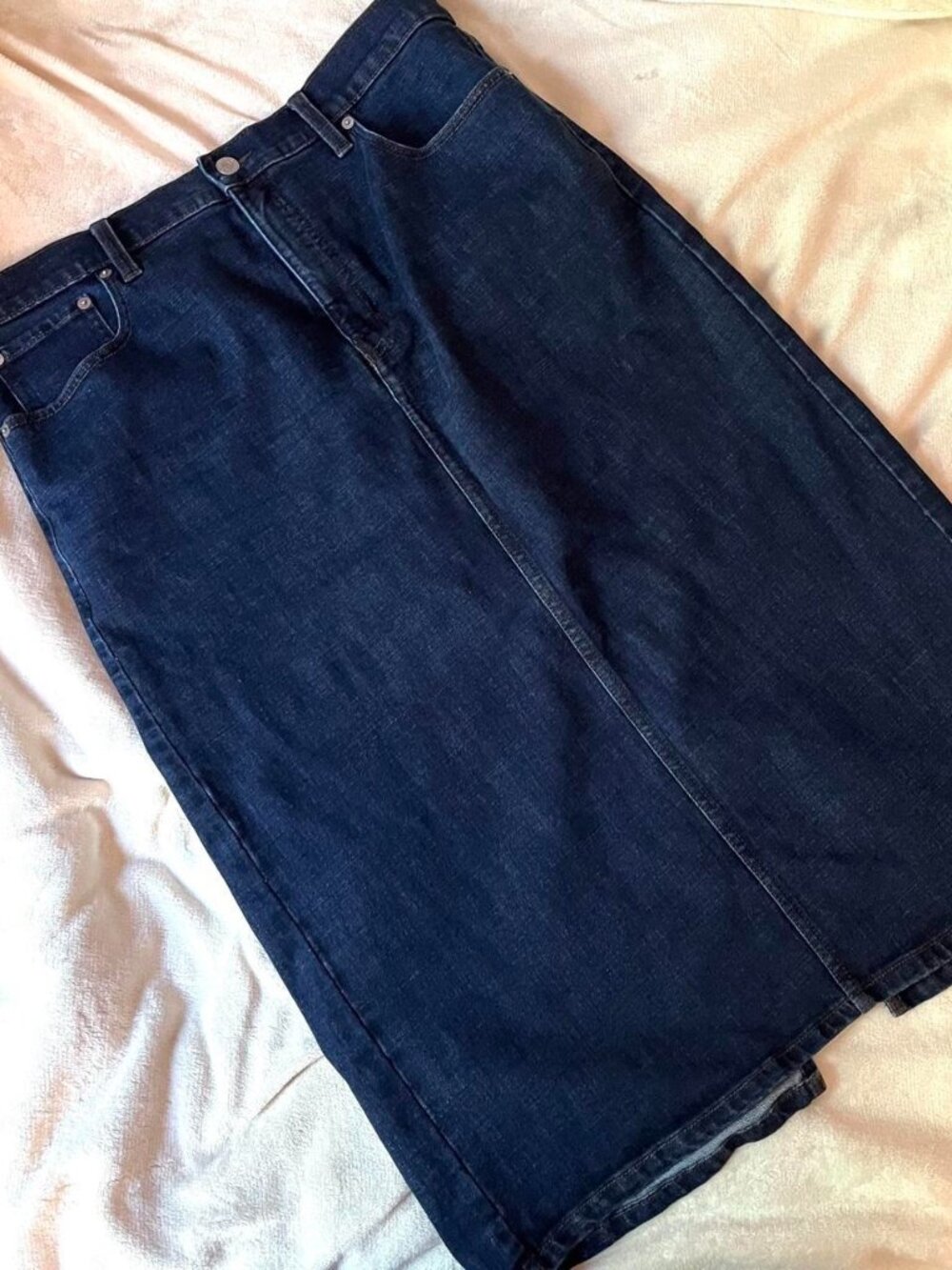 Banana Republic Dark Indigo Denim Midi Skirt 14 90s Grunge Classic